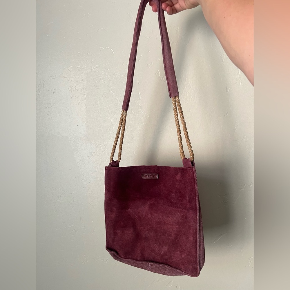 Joe boxer purple leather suede shoulder bag purse